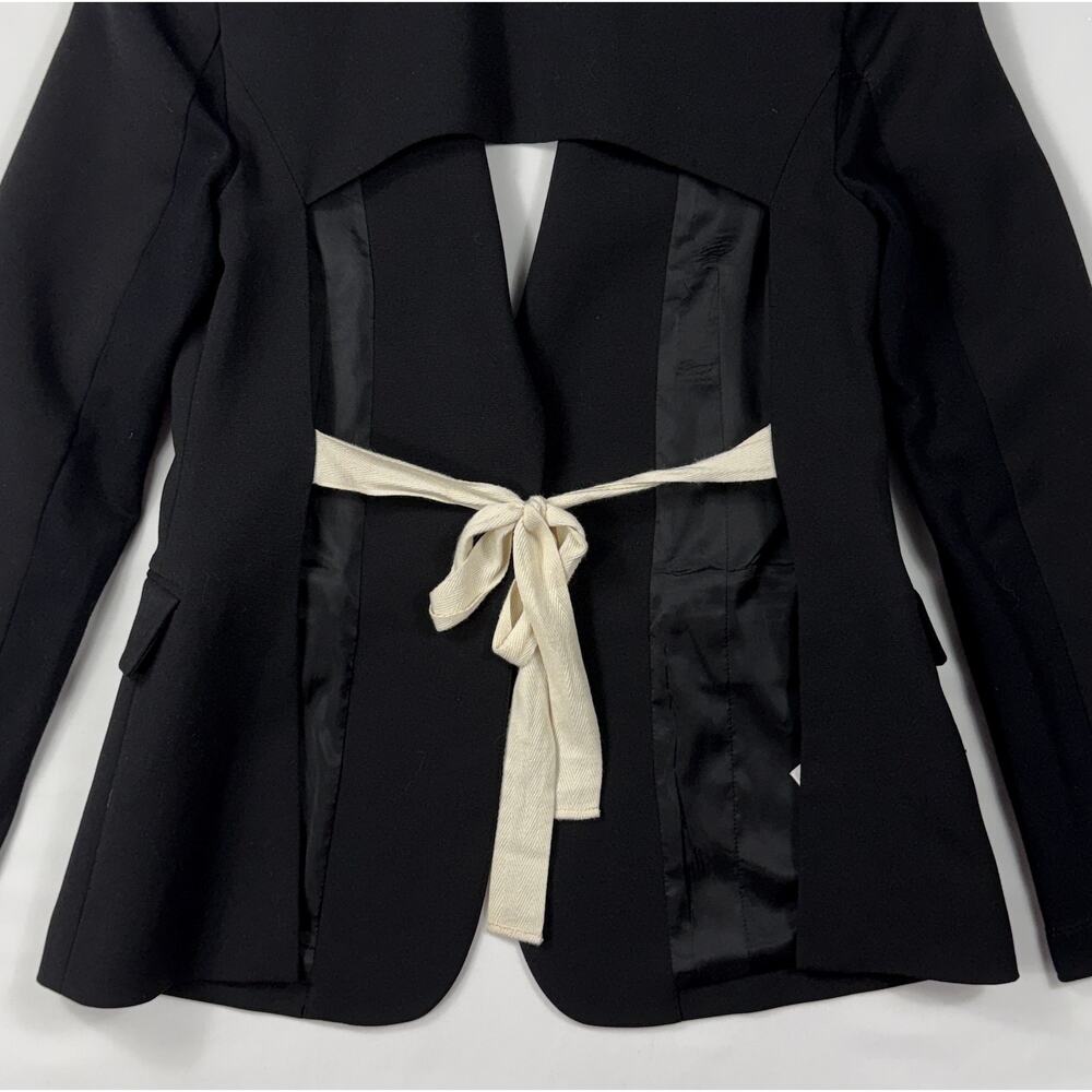 BCBGMAXAZRIA Womens Black Straight Fit Blazer Black Open-Back with Straps XS - Picture 8 of 12